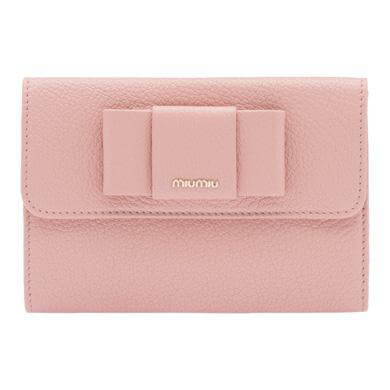 2017新作入荷 MIU MIU ミュウミュウスーパーコピー b大リボン×３つ折り中財布×ピンク 最新作